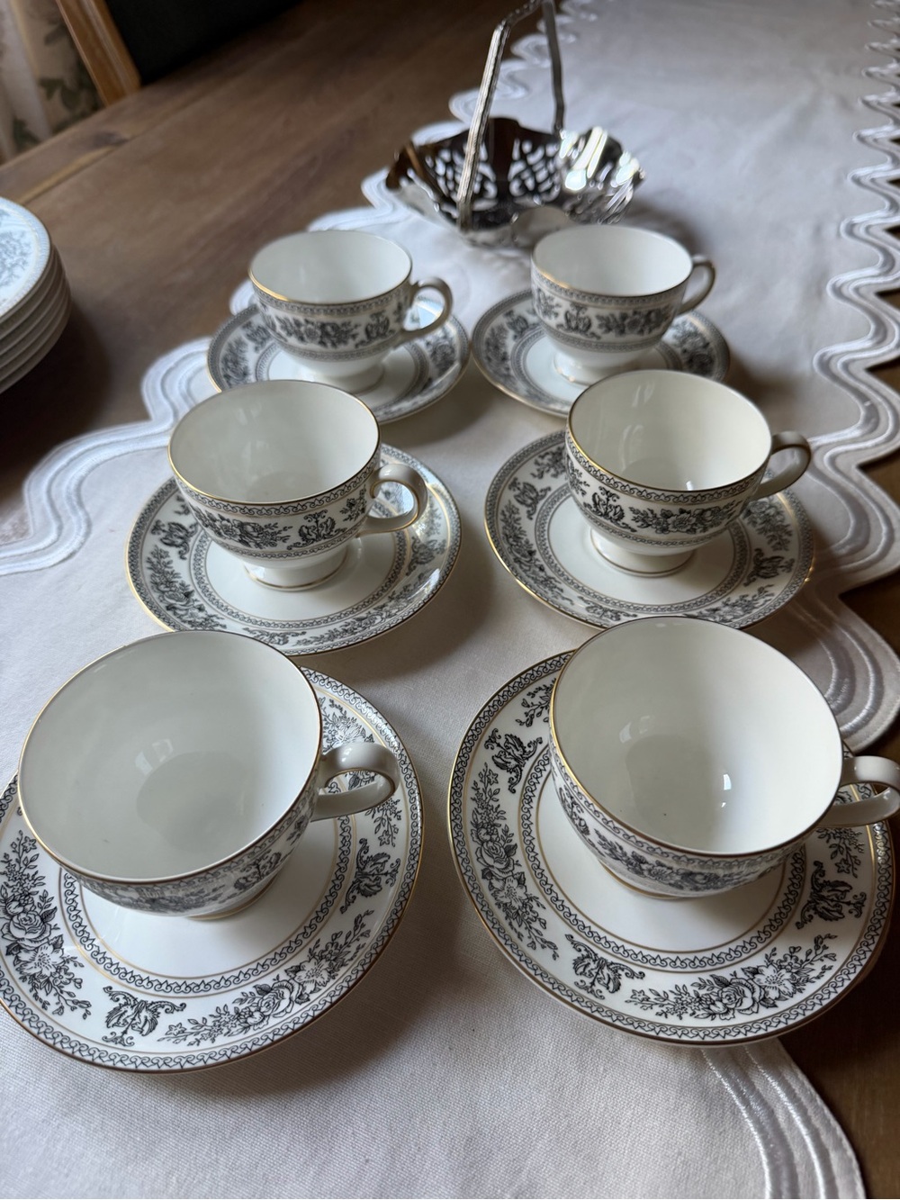 Wedgwood Columbia Black footed cup and saucer